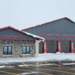 Finished Hanover Fire Department building exterior, snow