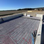 Aerial view of in-floor radiant tubing slab