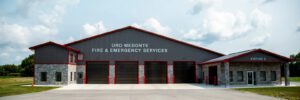 Fire hall side elevation showing service entrance and administrative wing