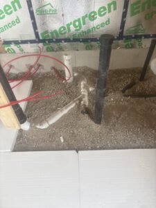 In-floor manifold connections with color-coded supply and return lines
